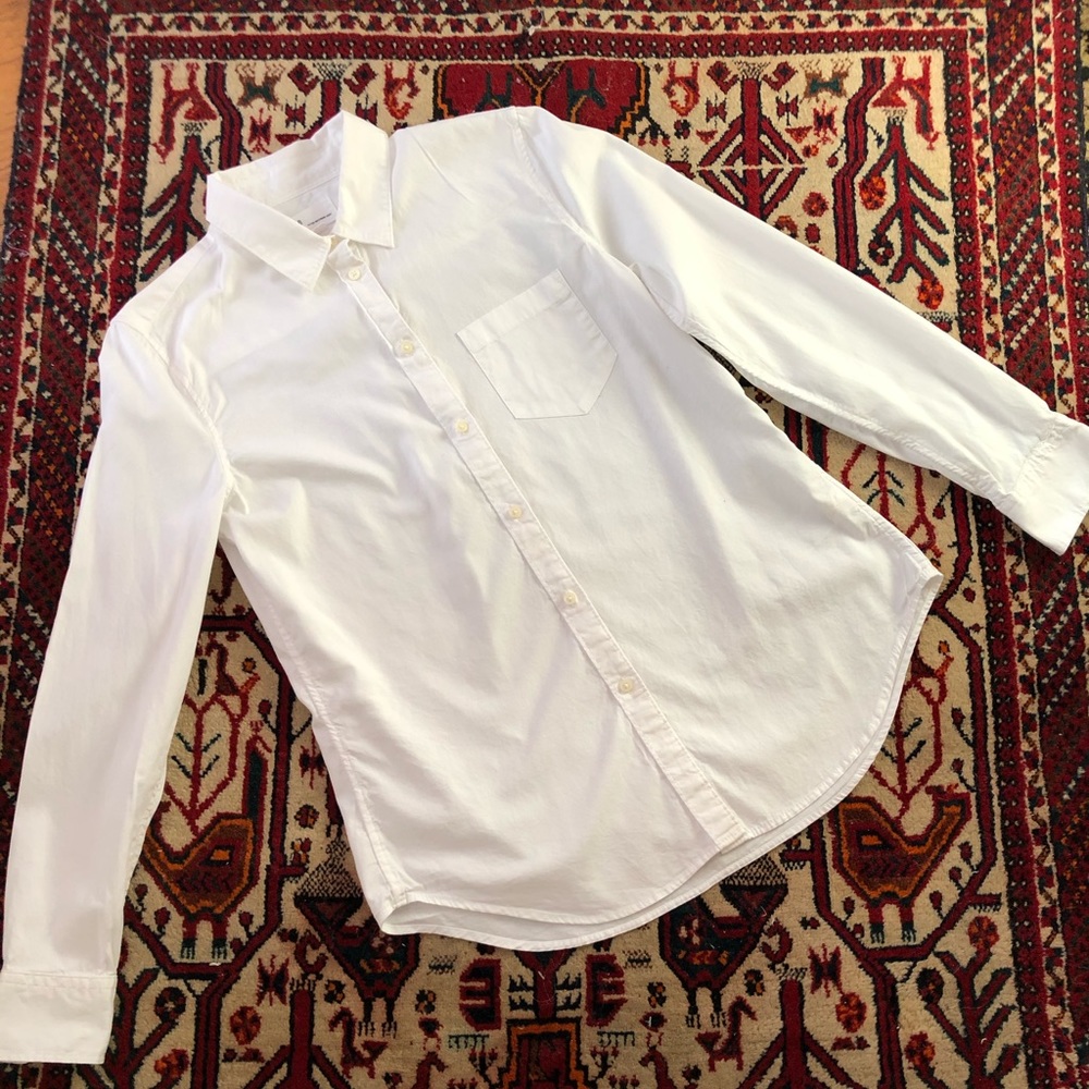 GAP Fitted Boyfriend White Shirt Sz S